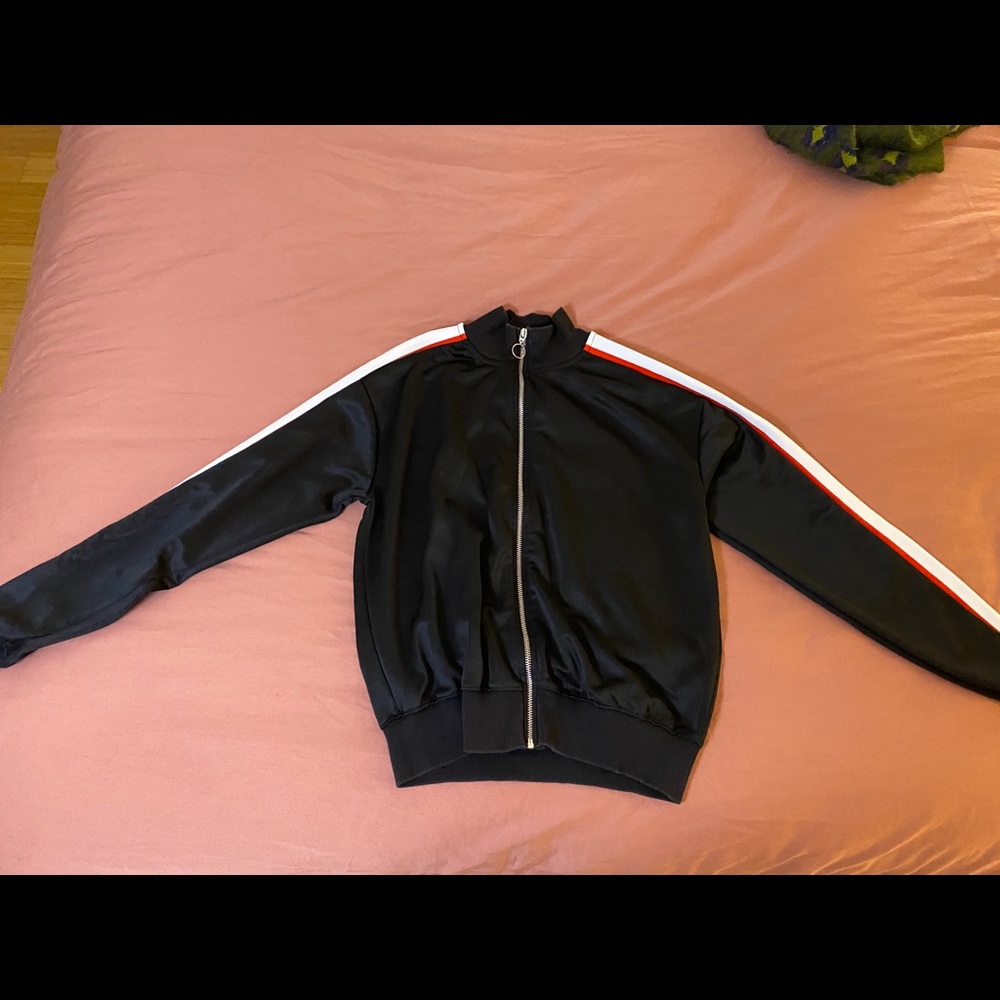 Track Jacket Black Red White Stripe